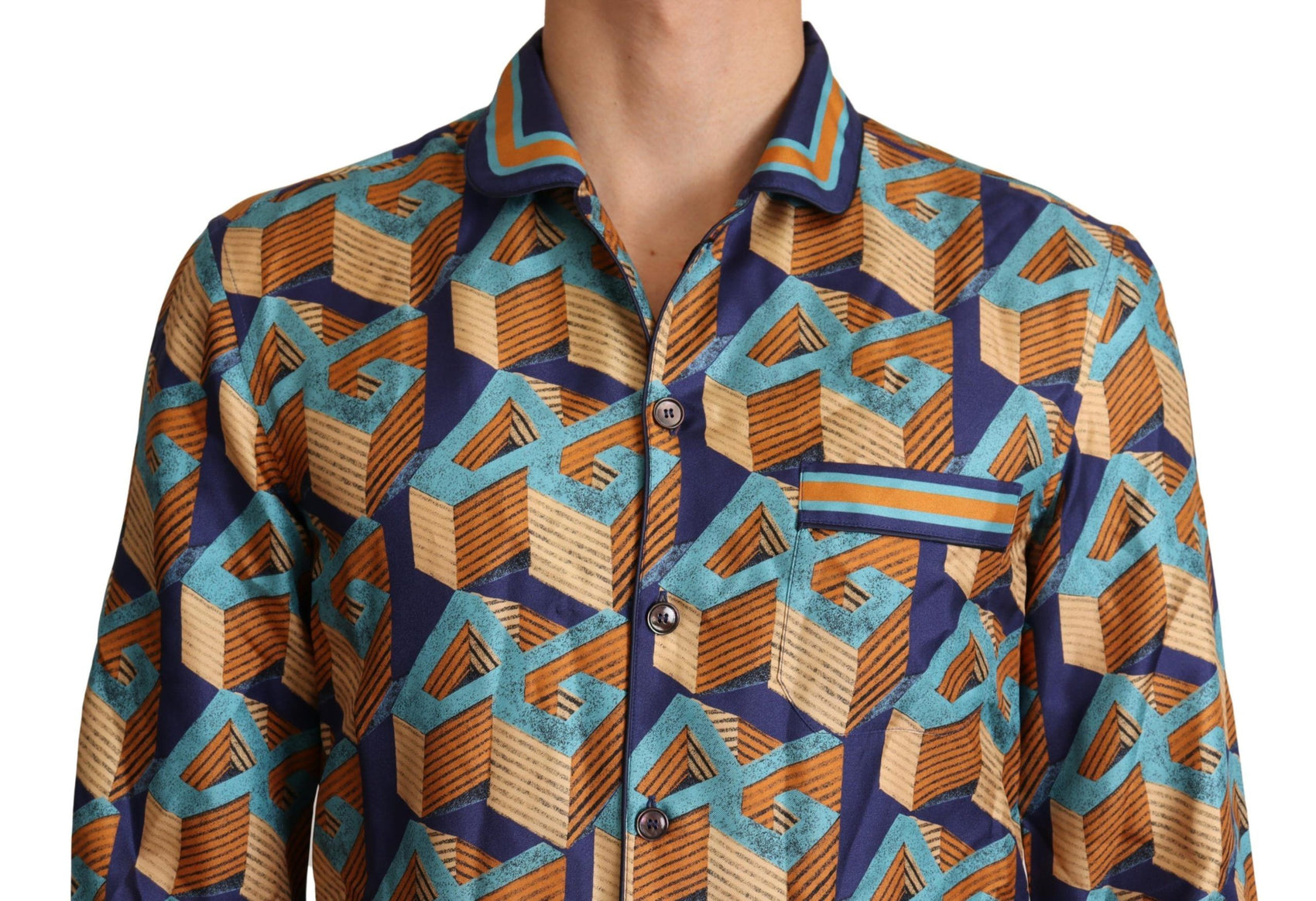 Elegante camicia casual in seta con logo DG
