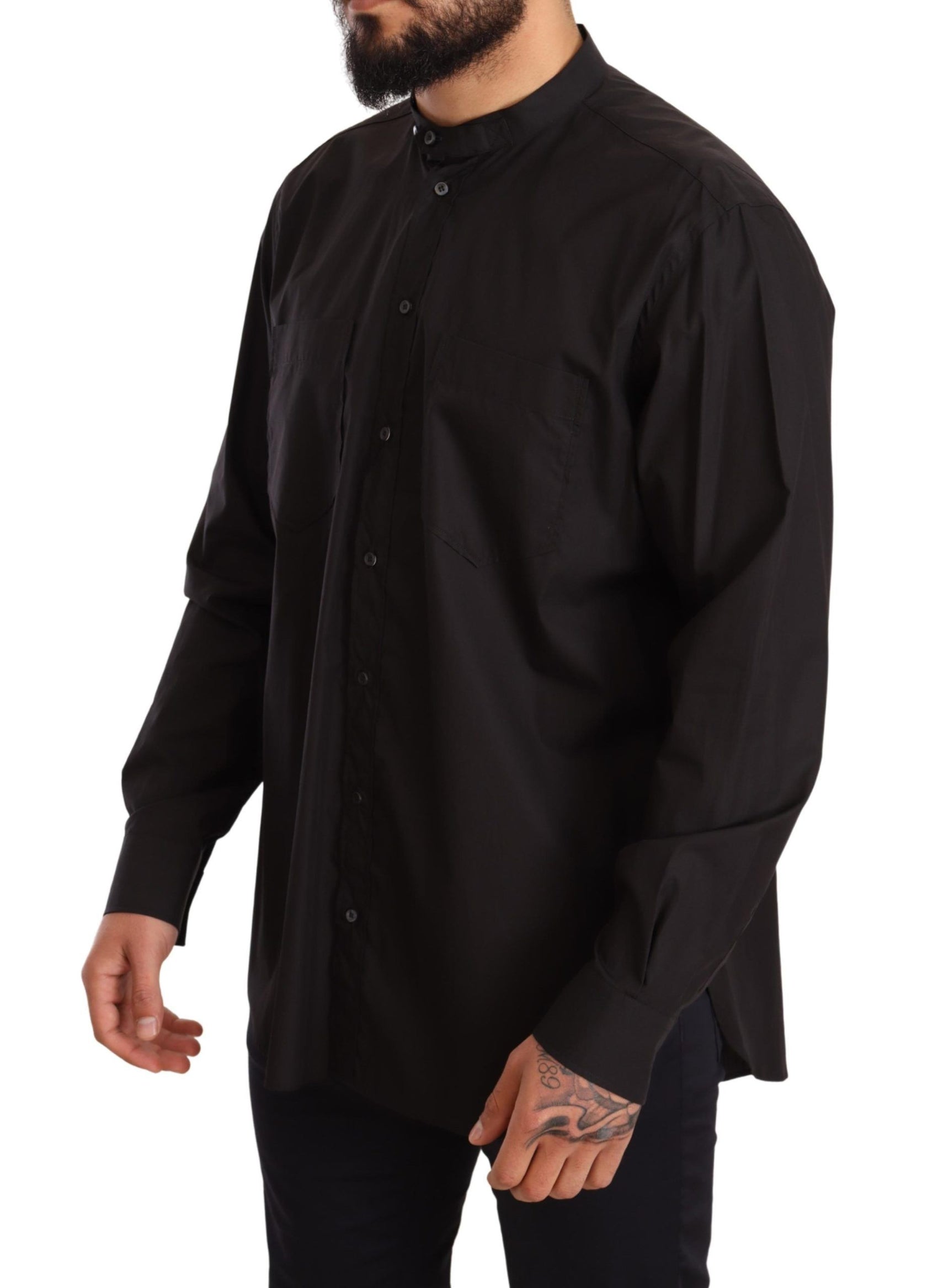 Camicia da uomo elegante nera in 100% cotone