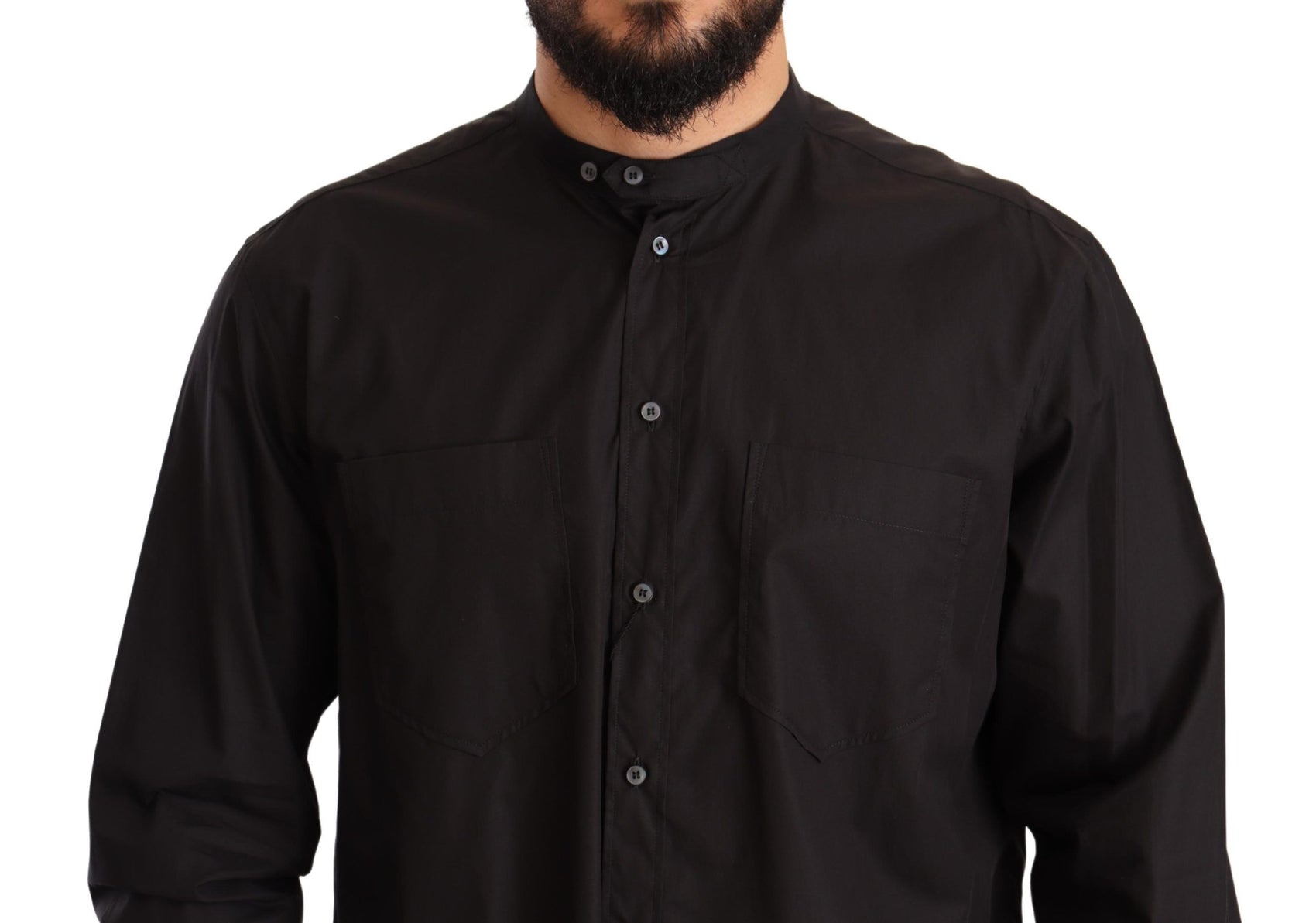 Camicia da uomo elegante nera in 100% cotone