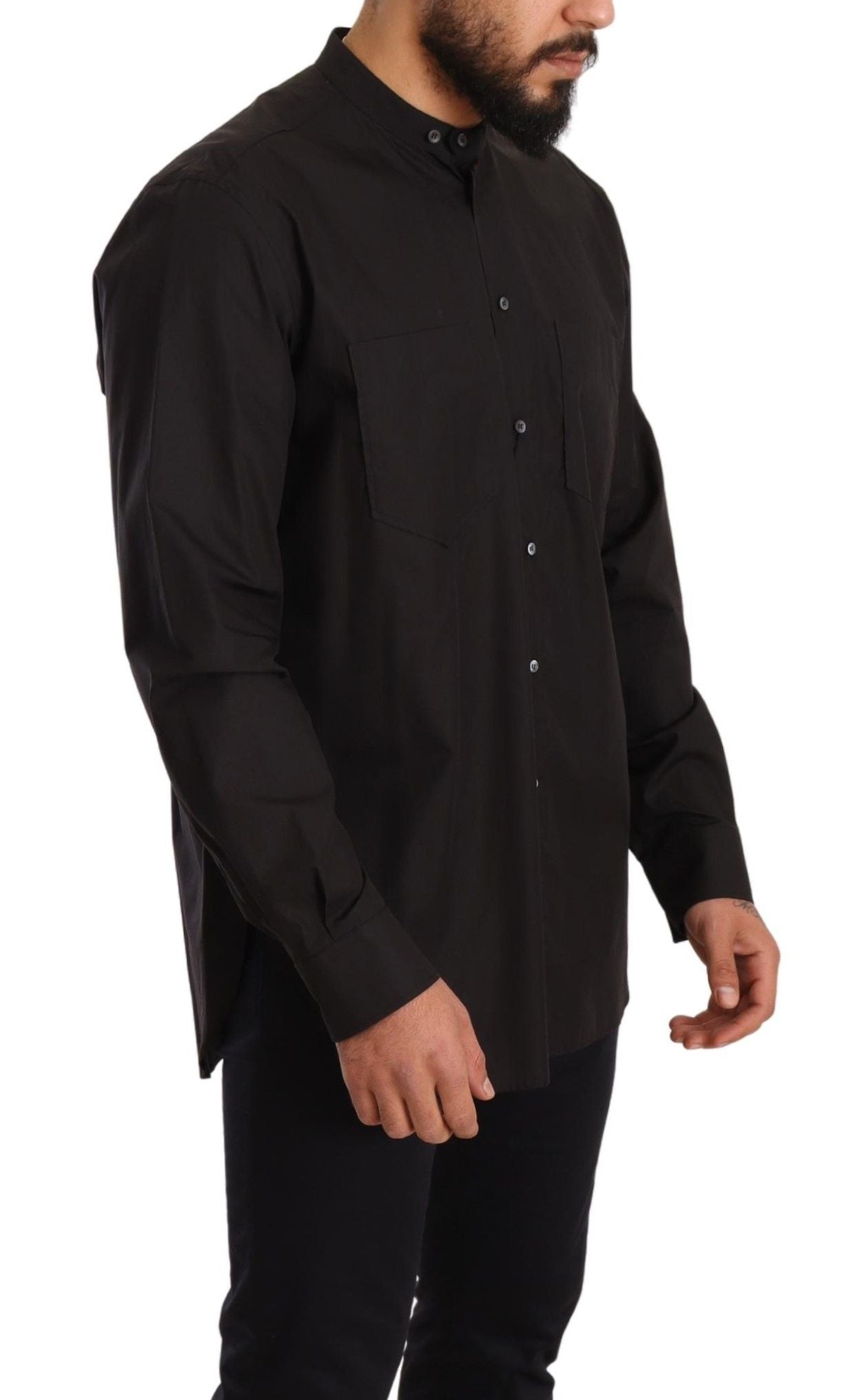 Camicia da uomo elegante nera in 100% cotone