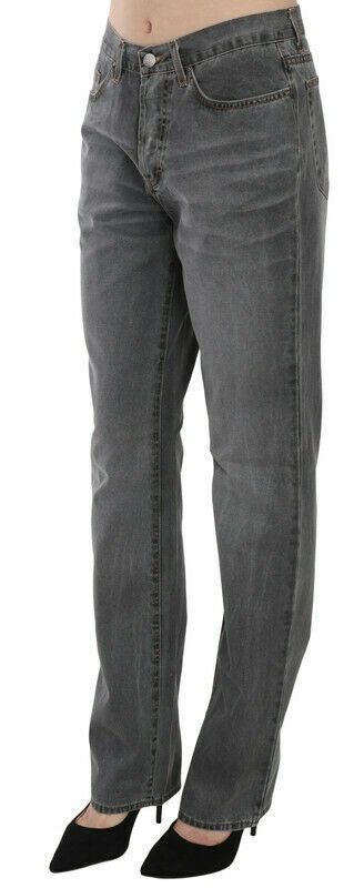 Schicke, graue Jeans mit geradem Bein und mittlerer Taille