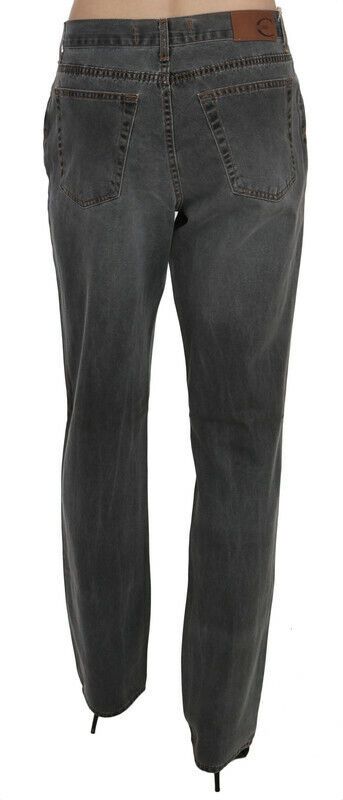 Schicke, graue Jeans mit geradem Bein und mittlerer Taille