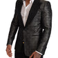 Metallic Gray Jacquard Slim Fit Blazer