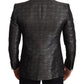 Metallic Gray Jacquard Slim Fit Blazer