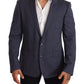 Elegant Blue Wool Martini Blazer Jacket