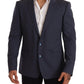 Elegant Blue Wool Martini Blazer Jacket