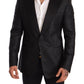 Elegant Black Metallic Slim Fit Blazer Jacket