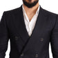 Elegant Navy Cashmere Silk Blend Blazer