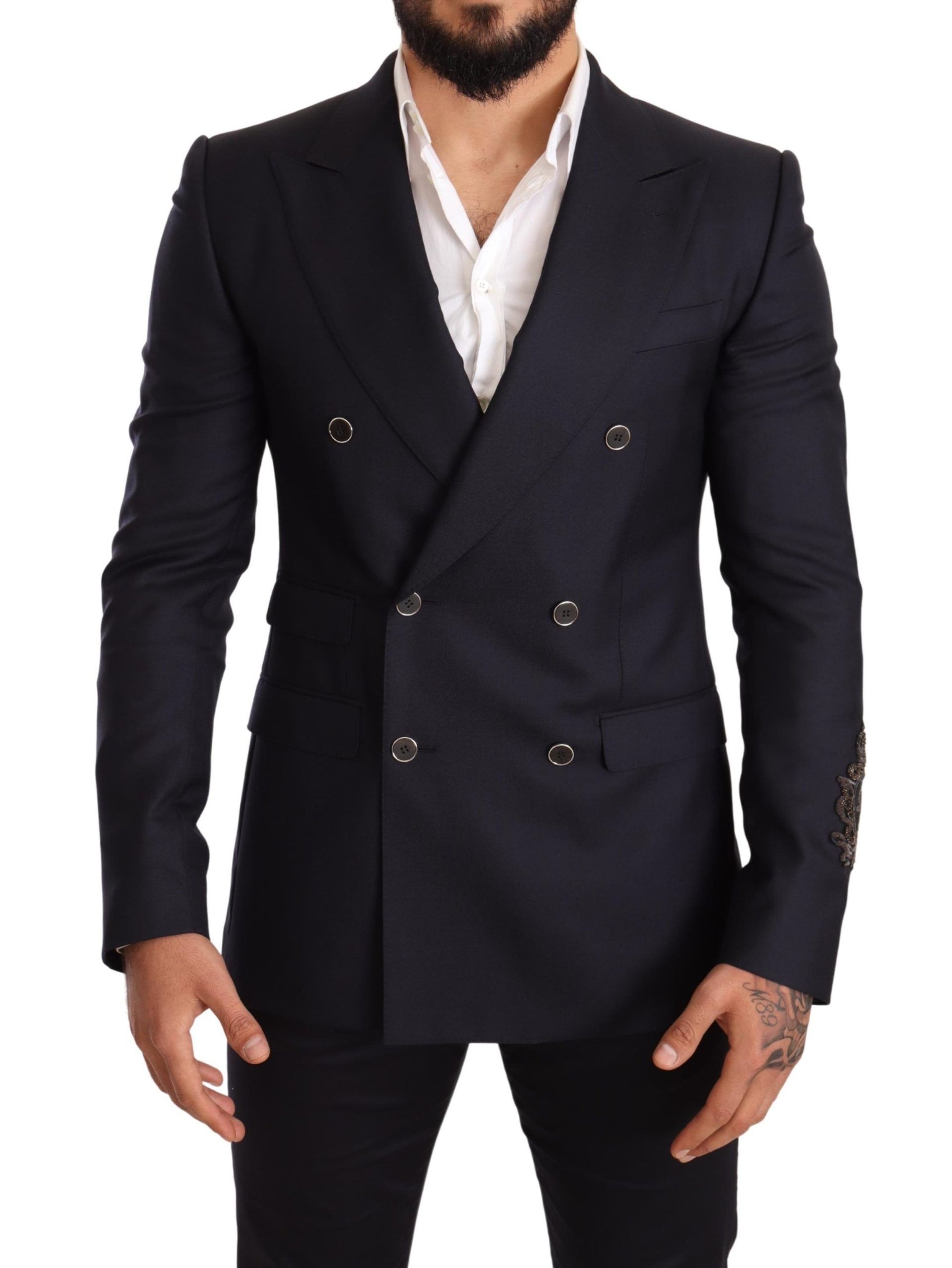 Eleganter Blazer aus einer Kaschmir-Seidenmischung in Marineblau