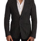 Elegant Black Striped Virgin Wool Blazer