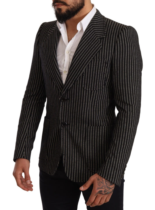 Eleganter schwarz gestreifter Blazer aus Schurwolle