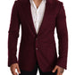 Elegant Maroon Bordeaux Cashmere Blazer