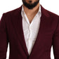 Elegant Maroon Bordeaux Cashmere Blazer