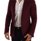 Elegant Maroon Bordeaux Cashmere Blazer