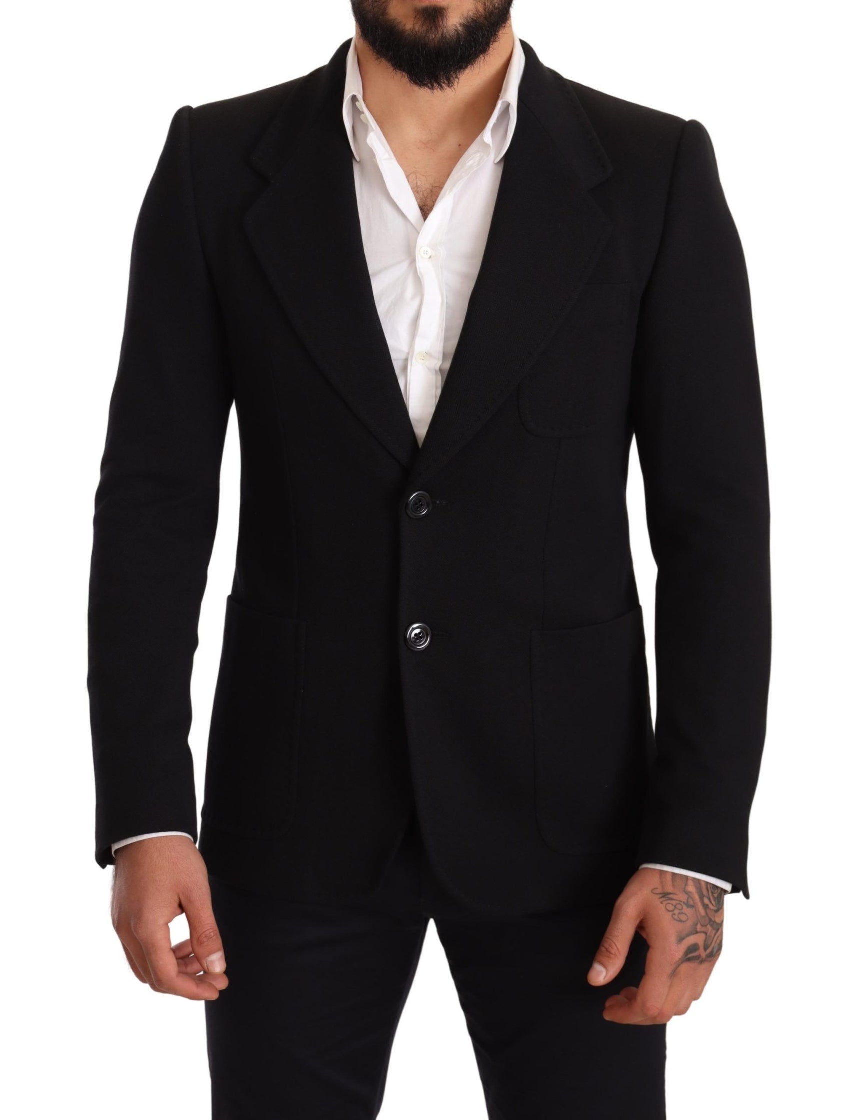 Eleganter Slim Fit Blazer aus schwarzer Baumwolle