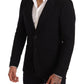 Elegant Slim Fit Black Cotton Blazer