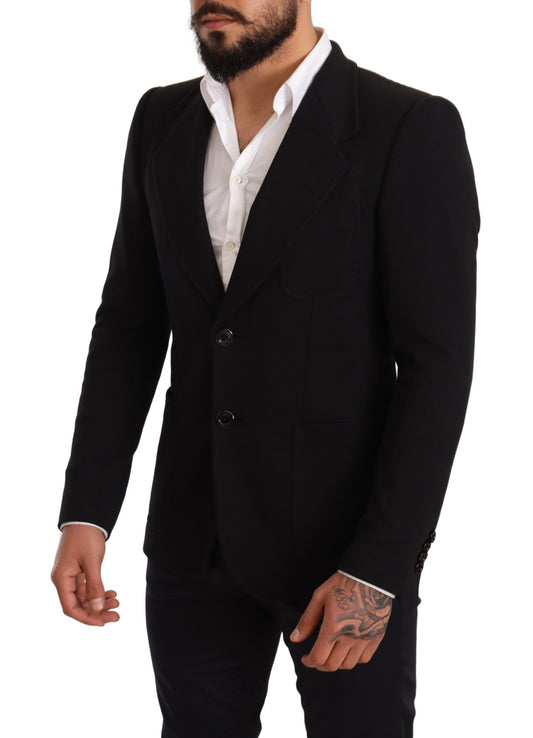 Eleganter Slim Fit Blazer aus schwarzer Baumwolle