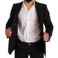 Elegant Slim Fit Black Cotton Blazer