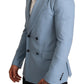 Elegant Blue Cashmere-Silk Men's Blazer