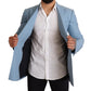 Elegant Blue Cashmere-Silk Men's Blazer