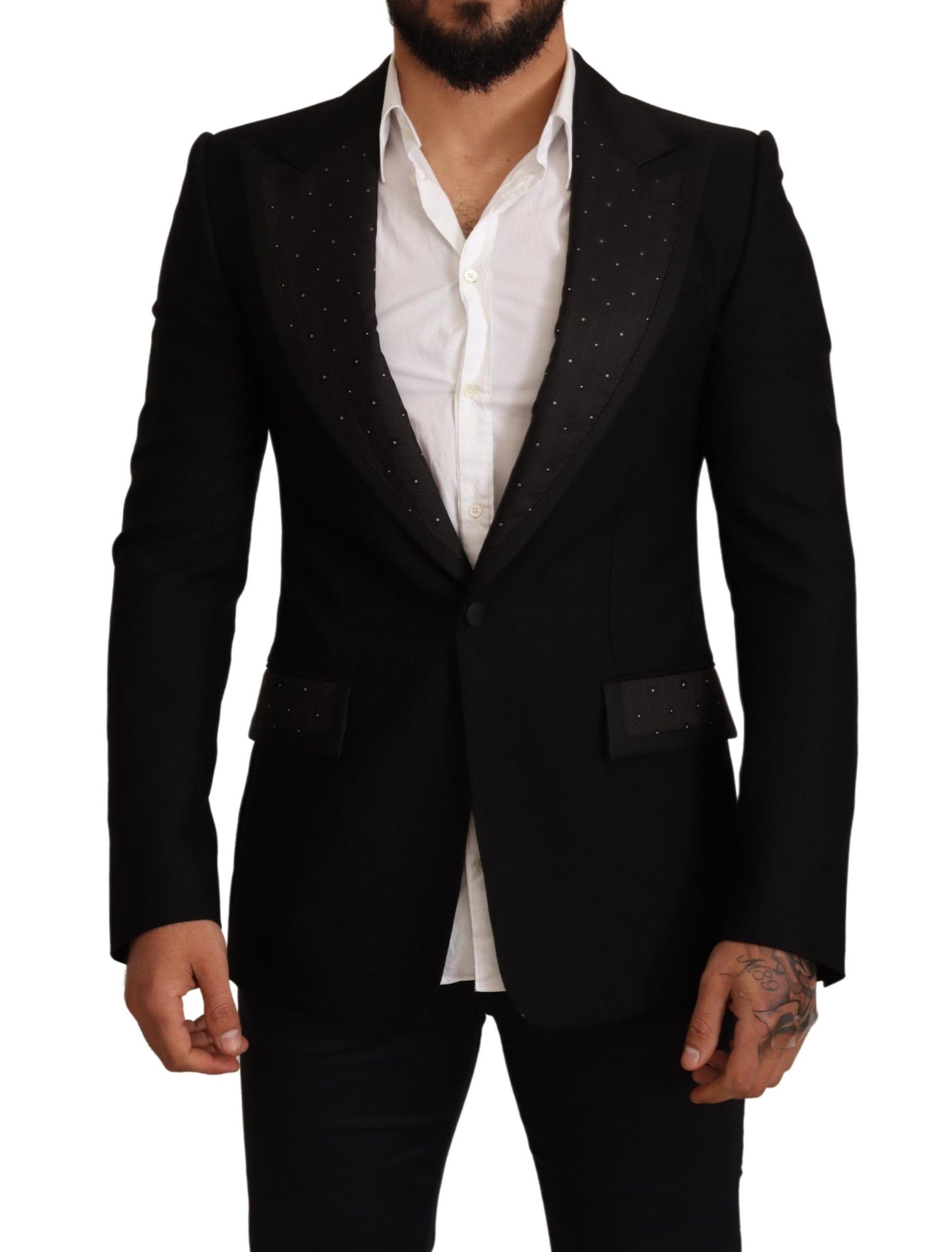 Elegante giacca blazer nera slim fit