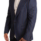 Elegant Slim Fit Blue Striped Wool Blazer