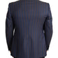 Elegant Slim Fit Blue Striped Wool Blazer