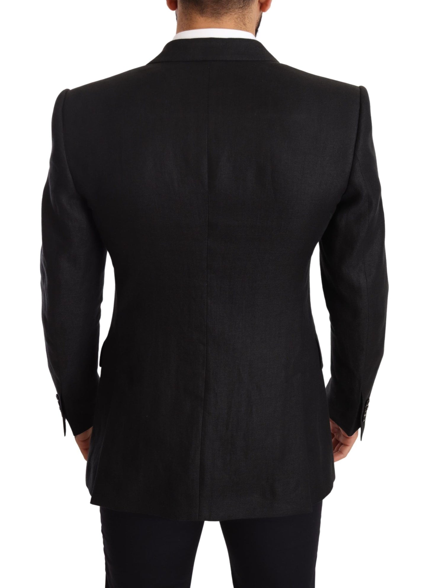 Elegant Slim Fit Black Linen Blazer