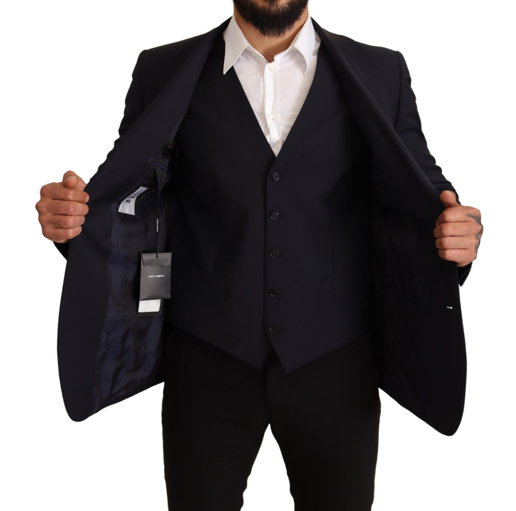 Elegante abito Martini in misto lana blu scuro