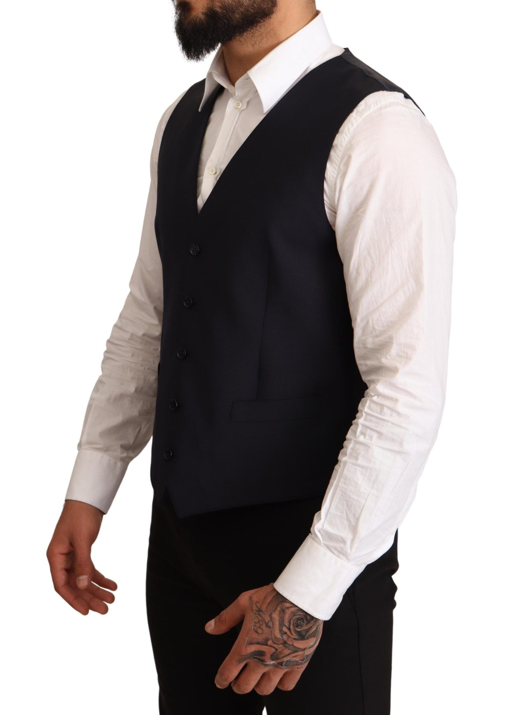 Elegante abito Martini in misto lana blu scuro
