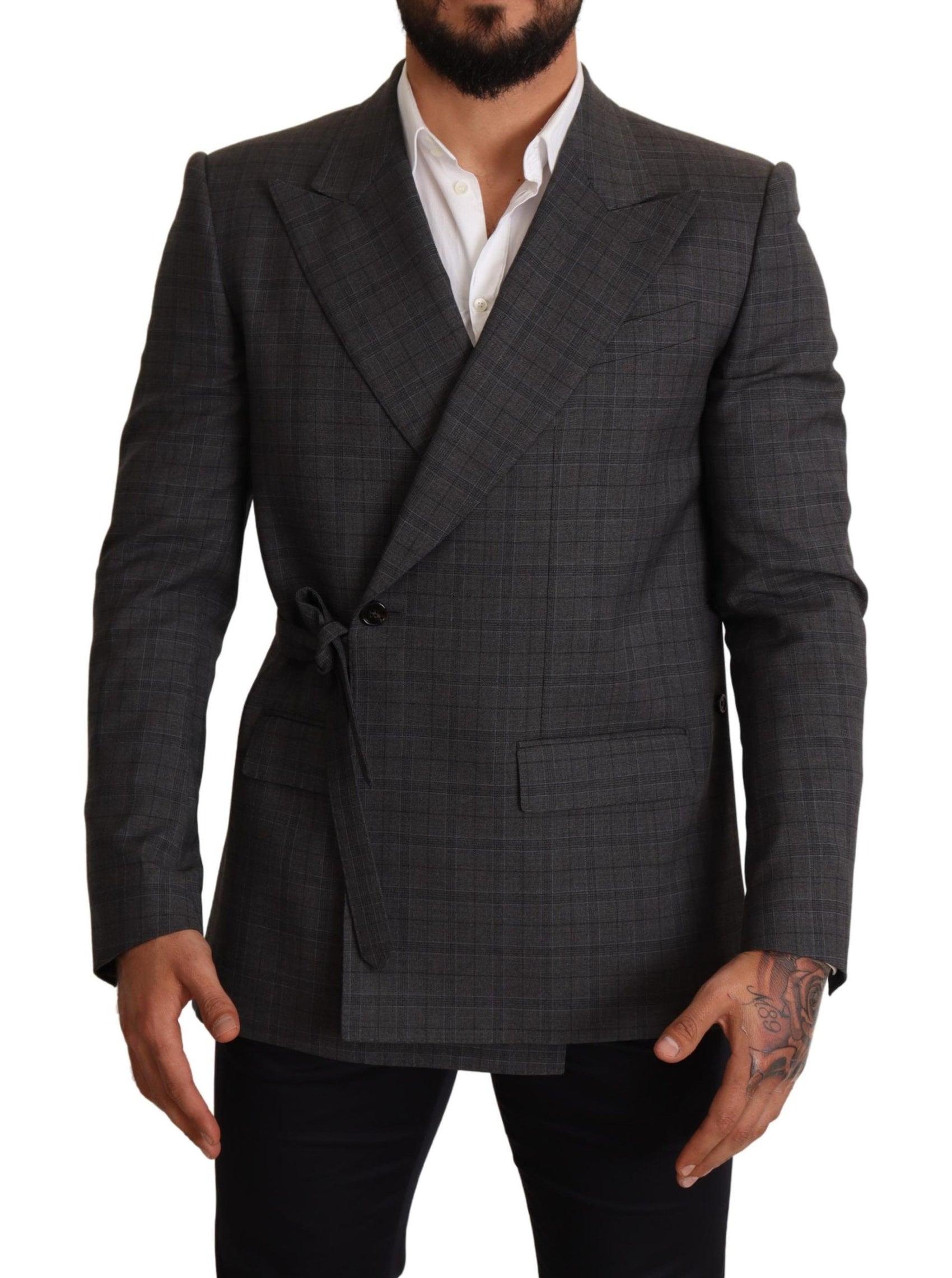 Blazer doppiopetto slim fit Martini a quadri grigi chic