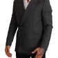 Chic Gray Check Martini Slim Fit Double-Breasted Blazer