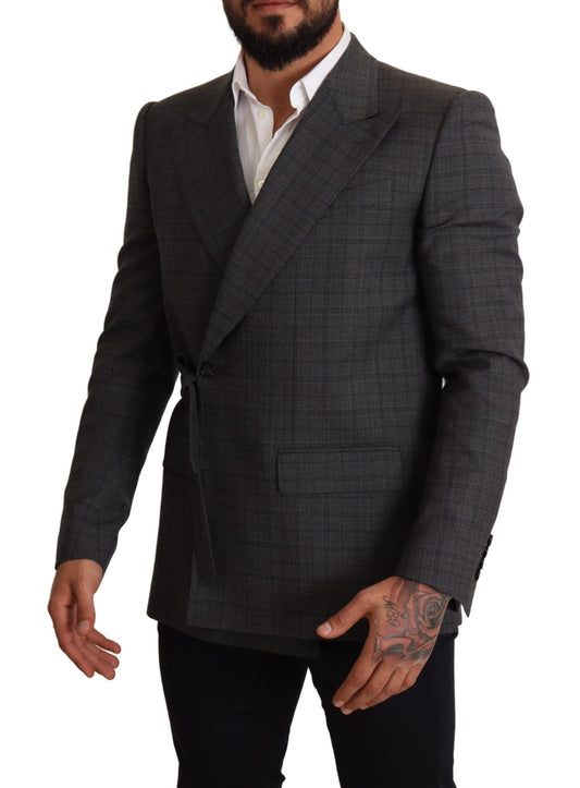 Blazer doppiopetto slim fit Martini a quadri grigi chic