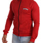 Eleganter roter Pullover mit durchgehendem Reißverschluss und DG Motor Club-Motiv