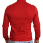 Eleganter roter Pullover mit durchgehendem Reißverschluss und DG Motor Club-Motiv