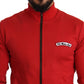 Eleganter roter Pullover mit durchgehendem Reißverschluss und DG Motor Club-Motiv