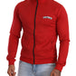 Eleganter roter Pullover mit durchgehendem Reißverschluss und DG Motor Club-Motiv