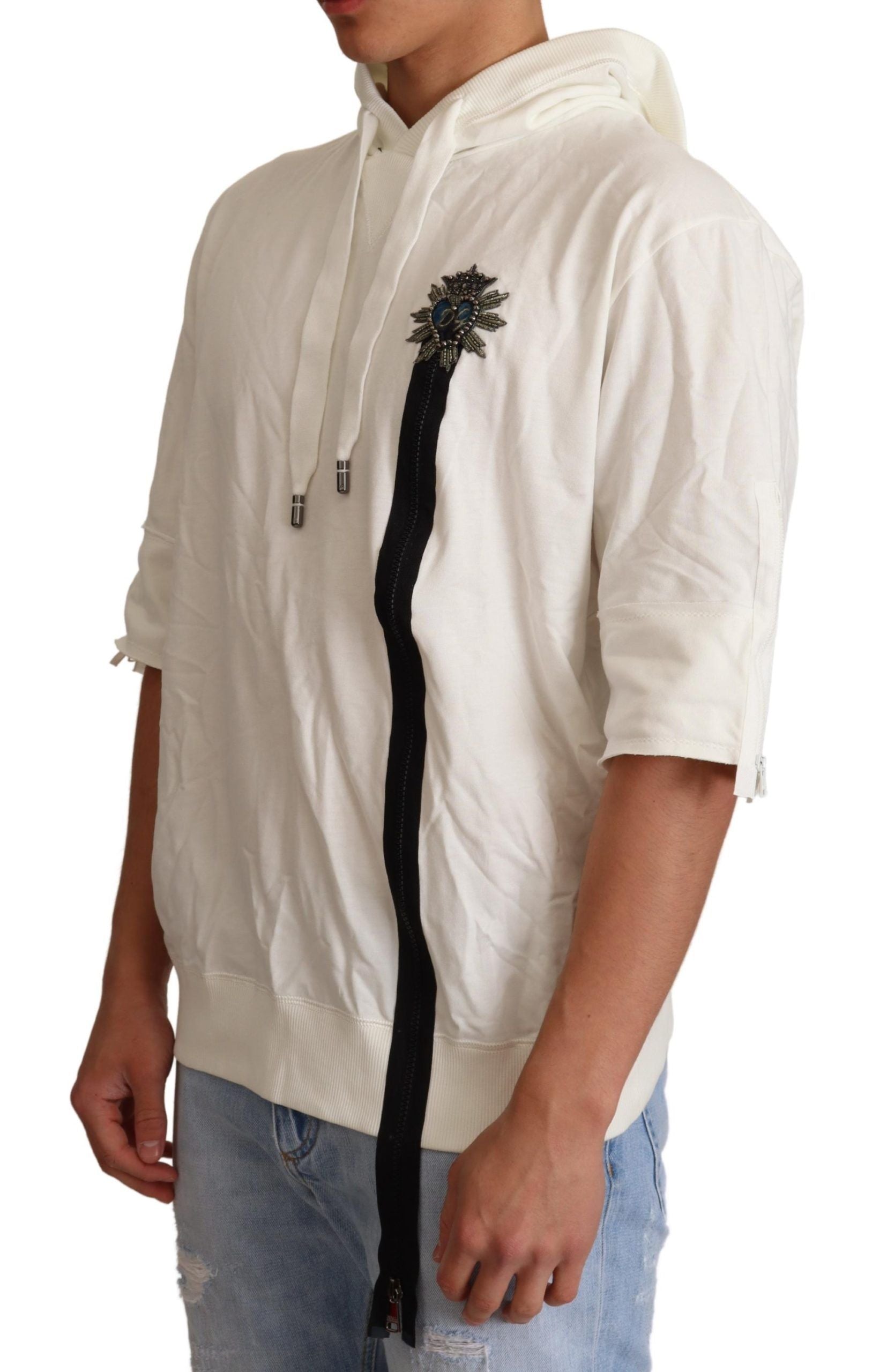 Exquisiter Kapuzenpullover aus Baumwolle in Off-White