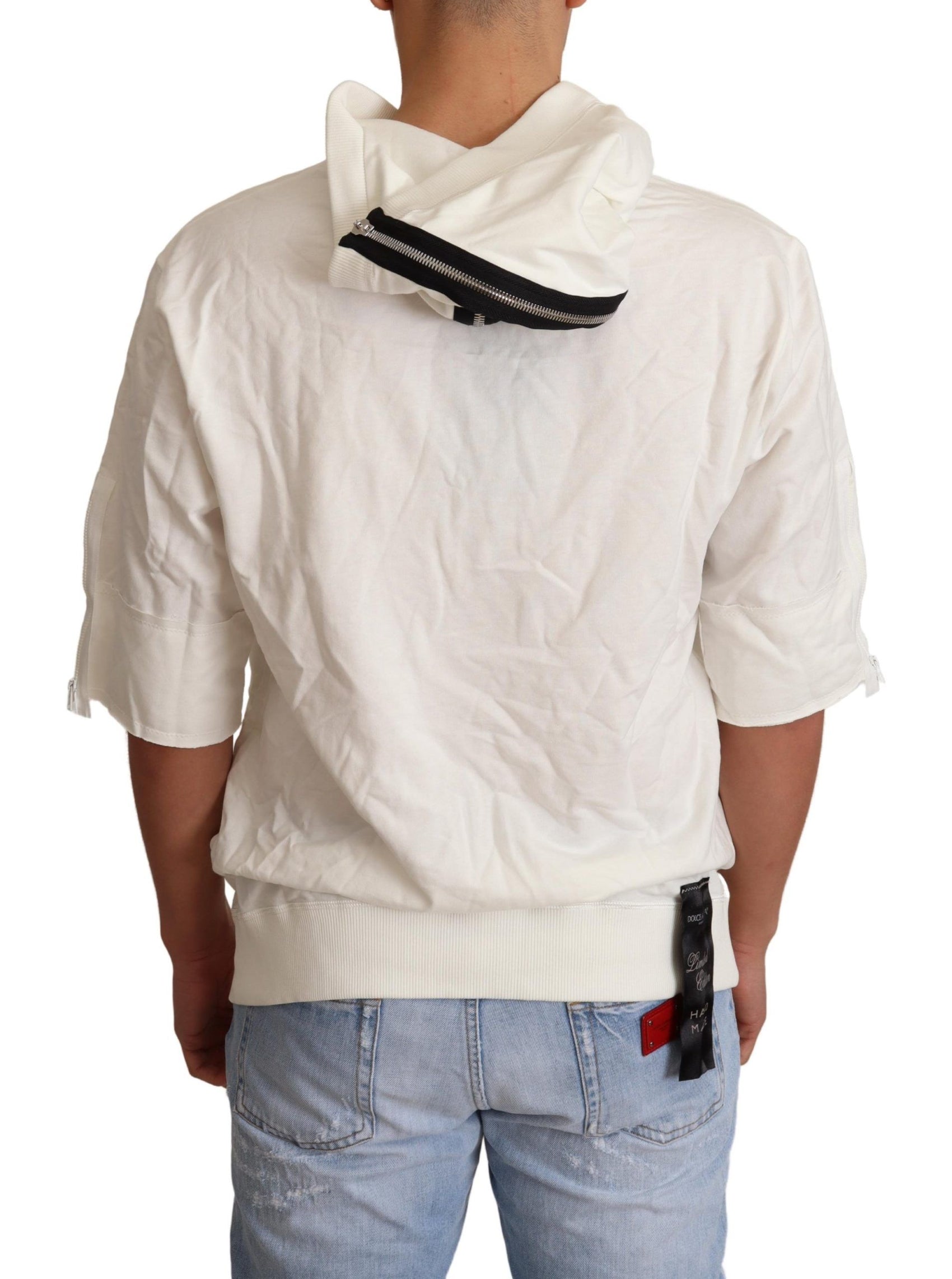 Exquisiter Kapuzenpullover aus Baumwolle in Off-White