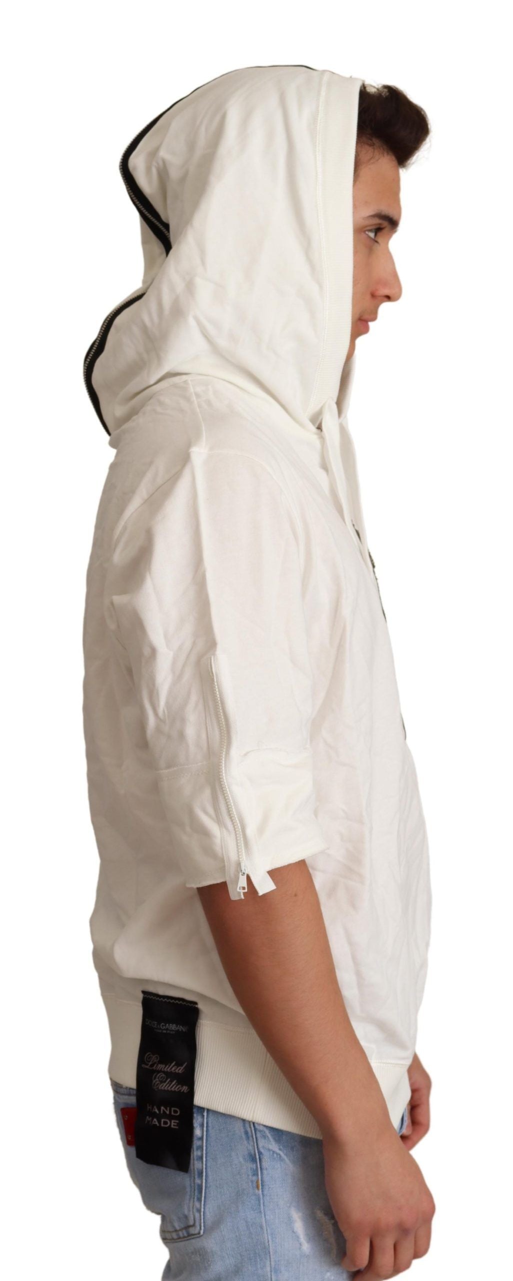Exquisiter Kapuzenpullover aus Baumwolle in Off-White