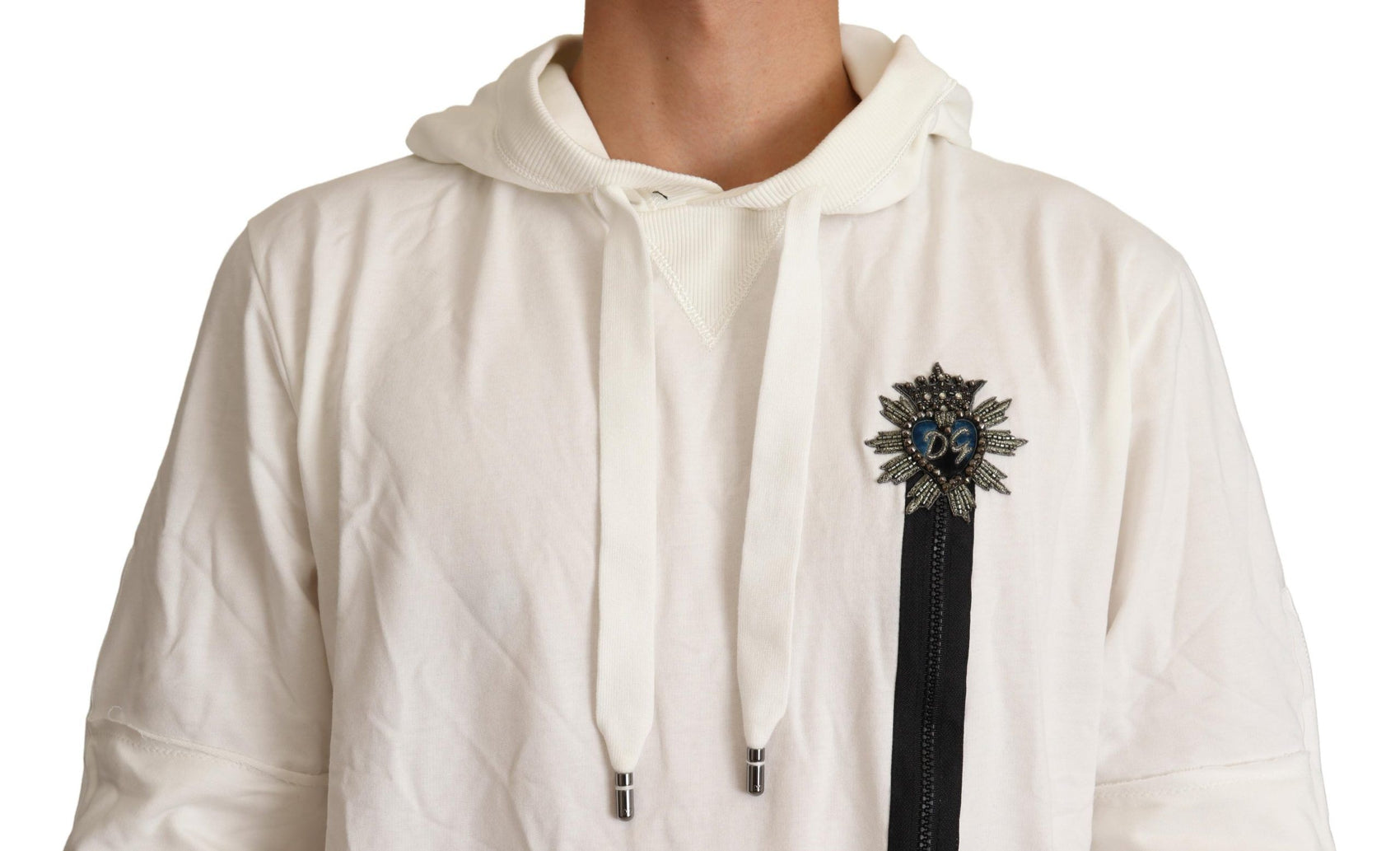 Exquisiter Kapuzenpullover aus Baumwolle in Off-White