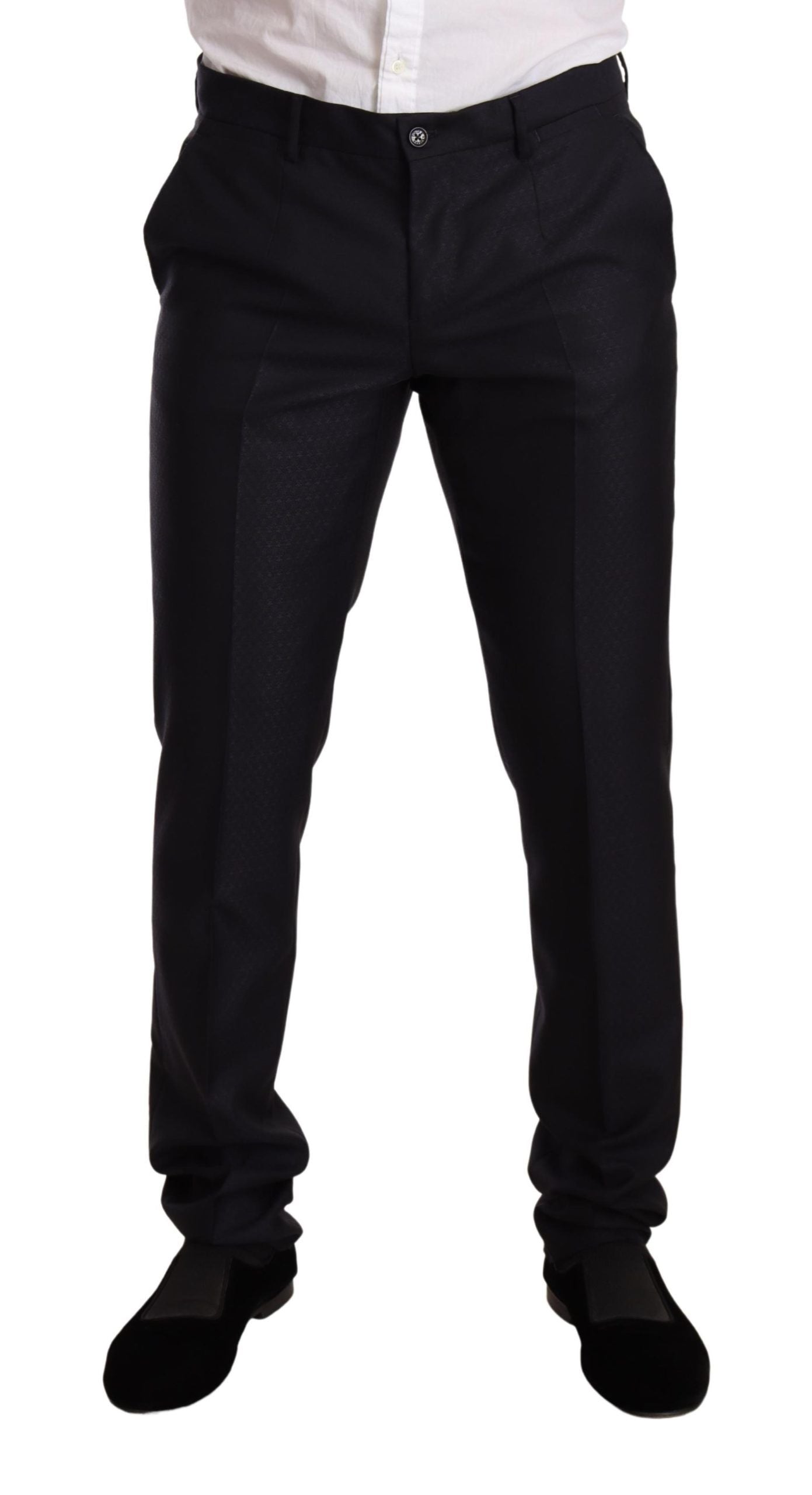 Elegante abito jacquard slim fit blu