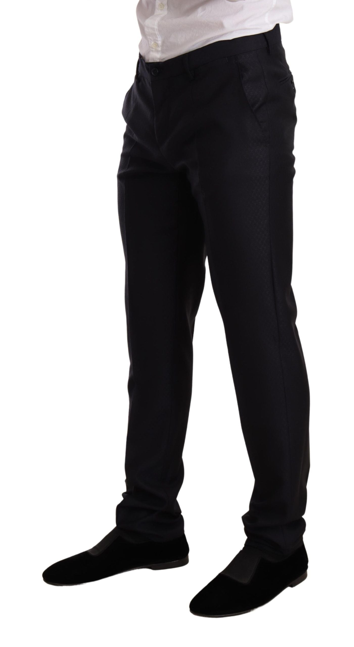 Elegante abito jacquard slim fit blu