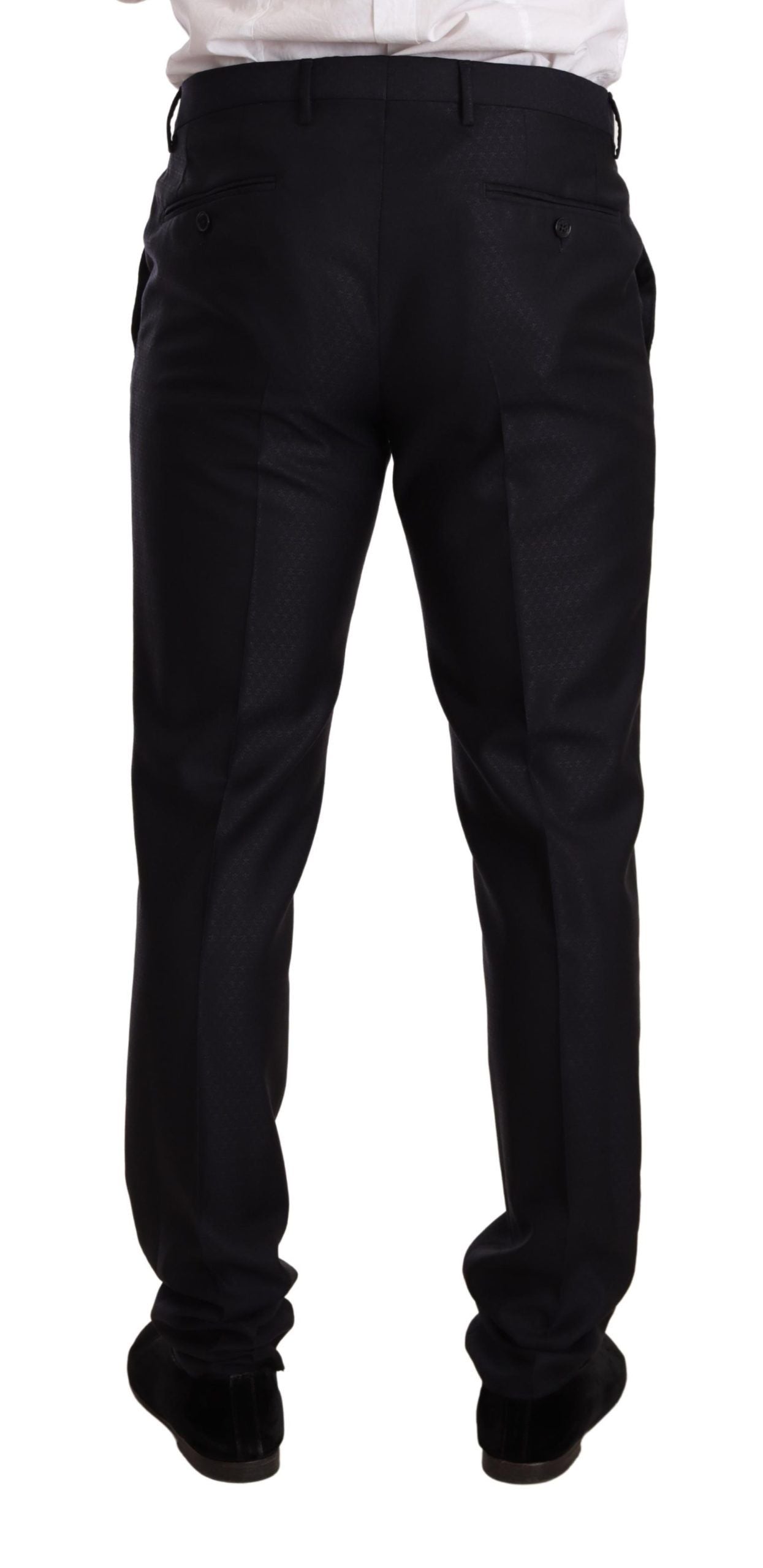 Elegante abito jacquard slim fit blu
