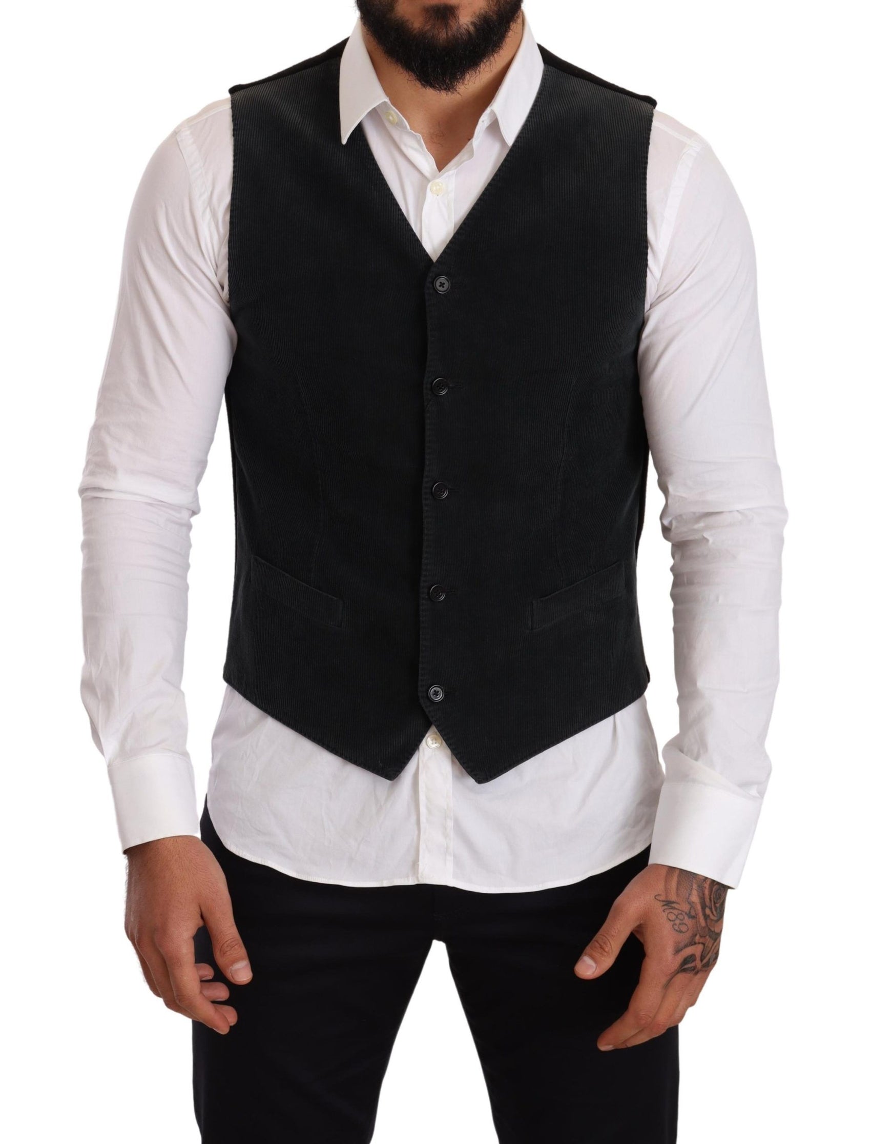 Elegante gilet da abito formale in cotone nero