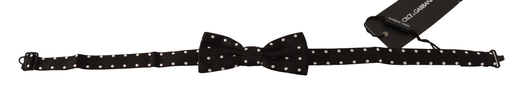 Elegante papillon in seta a pois neri
