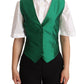 Dolce & Gabbana Green Silk Satin Sleeveless Waistcoat Vest