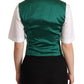 Dolce & Gabbana Green Silk Satin Sleeveless Waistcoat Vest