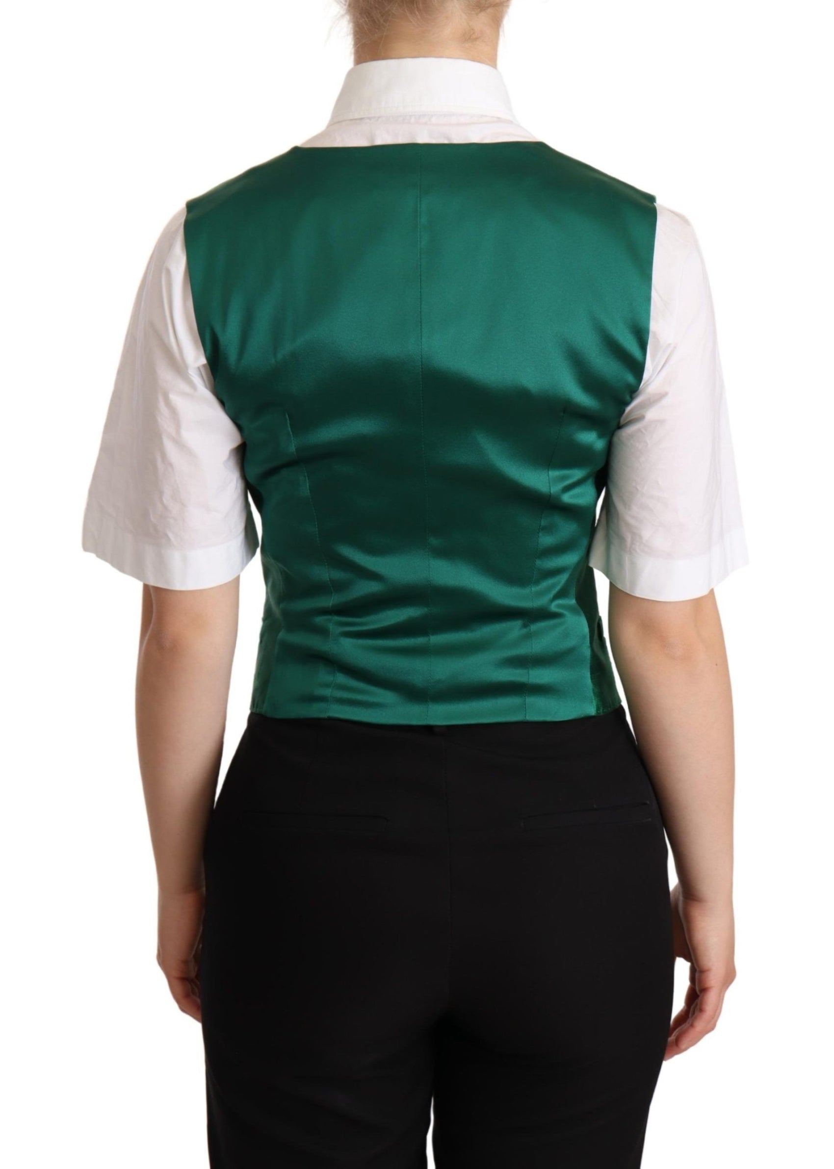 Elegante gilet in misto seta verde