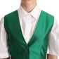 Dolce & Gabbana Green Silk Satin Sleeveless Waistcoat Vest